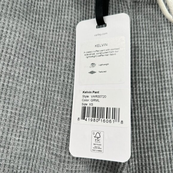 Varley Kelvin Jogger Lounge Pants Waffle Knit Gray Marled/White Side Stripe XS - Picture 3 of 9